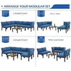 Ensemble de meubles de jardin d'extérieur AECOJOY avec canapé sectionnel en métal