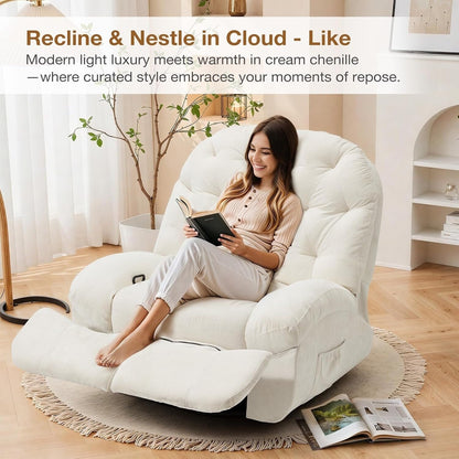 Fauteuil inclinable surdimensionné AECOJOY, fauteuil à bascule pivotant à 360°, fauteuil à bascule en chenille pour adultes, canapé chaise longue ergonomique moderne