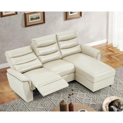 Canapé sectionnel inclinable électrique AECOJOY, canapé-lit en cuir PU avec méridienne de rangement, dossier et repose-pieds réglables
