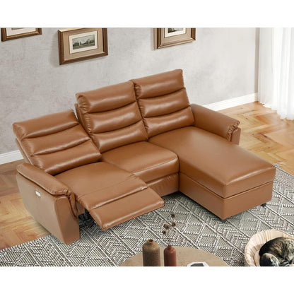 Canapé sectionnel inclinable électrique AECOJOY, canapé-lit en cuir PU avec méridienne de rangement, dossier et repose-pieds réglables