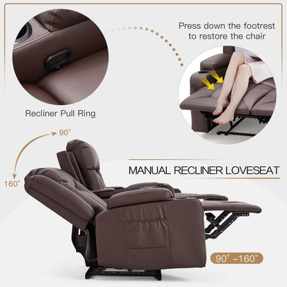 Canapé inclinable manuel AECOJOY pour camping-car, siège de cinéma maison en polyuréthane avec console