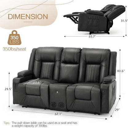 Canapé inclinable manuel AECOJOY pour camping-car, siège de cinéma maison en polyuréthane avec console
