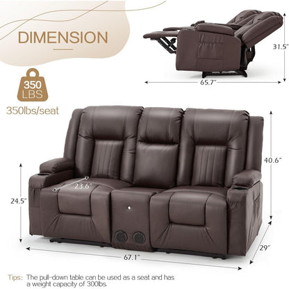 Canapé inclinable manuel AECOJOY pour camping-car, siège de cinéma maison en polyuréthane avec console