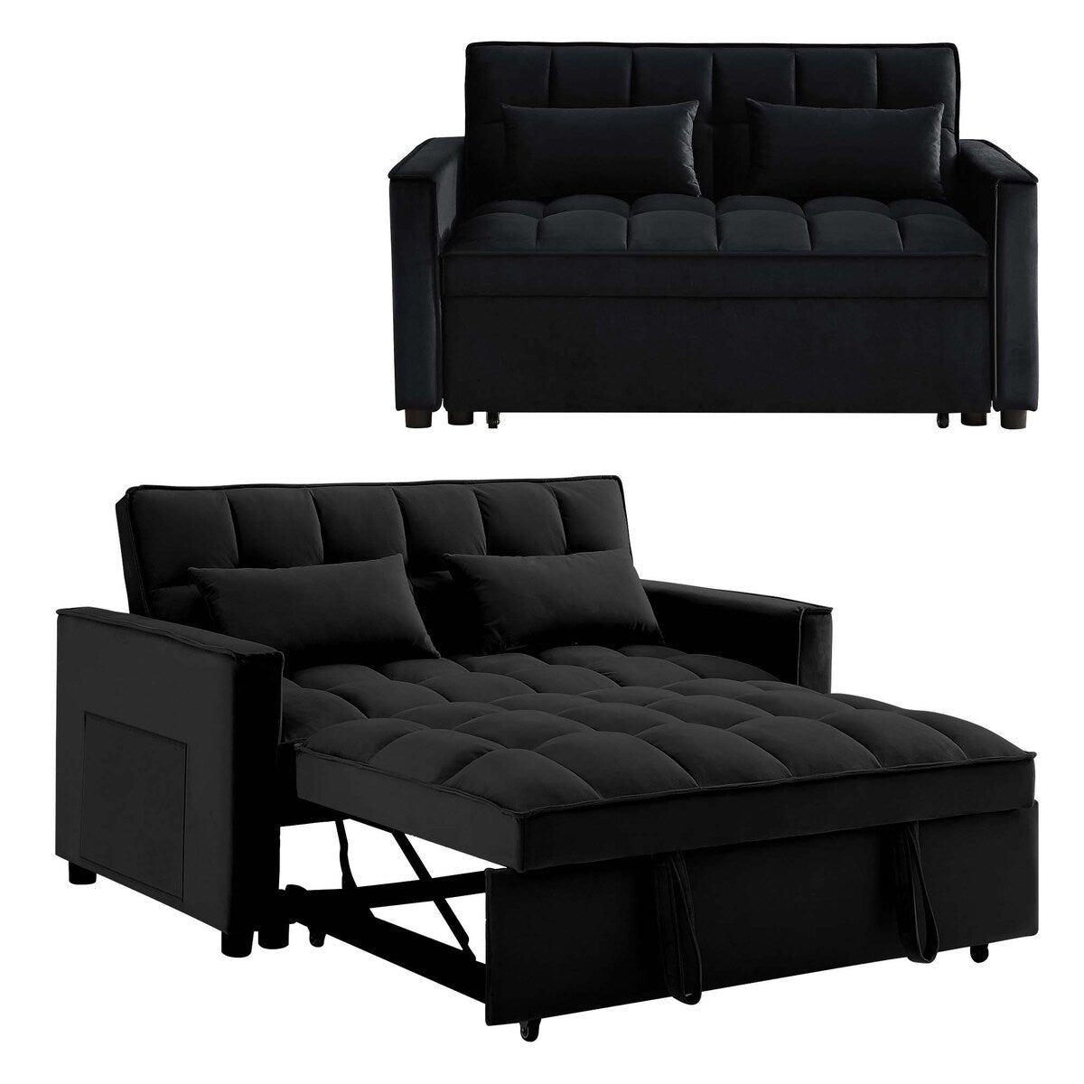 Canapé-lit convertible en velours Aukfa avec poche latérale