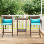 Ensemble de bar de patio en osier AVAWING 3 pièces avec housse de coussin supplémentaire
