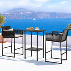 Ensemble de bar de patio en osier AVAWING 3 pièces avec housse de coussin supplémentaire