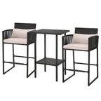 Ensemble de bar de patio en osier AVAWING 3 pièces avec housse de coussin supplémentaire