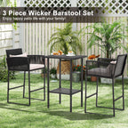 Ensemble de bar de patio en osier AVAWING 3 pièces avec housse de coussin supplémentaire