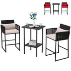 Ensemble de bar de patio en osier AVAWING 3 pièces avec housse de coussin supplémentaire
