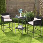 Ensemble de bar de patio en osier AVAWING 3 pièces avec housse de coussin supplémentaire