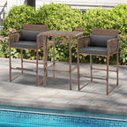 Ensemble de bar de patio en osier AVAWING 3 pièces avec housse de coussin supplémentaire