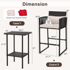 Ensemble de bar de patio en osier AVAWING 3 pièces avec housse de coussin supplémentaire