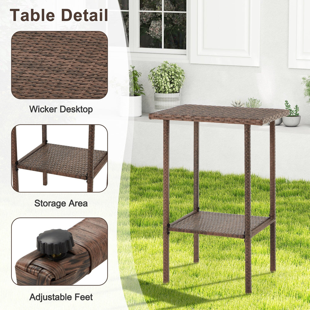 Ensemble de bar de patio en osier AVAWING 3 pièces avec housse de coussin supplémentaire