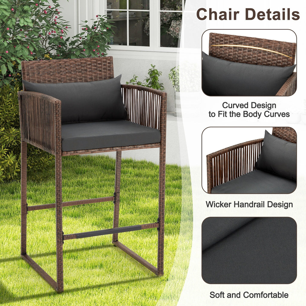 Ensemble de bar de patio en osier AVAWING 3 pièces avec housse de coussin supplémentaire