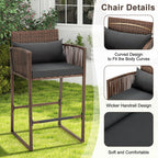 Ensemble de bar de patio en osier AVAWING 3 pièces avec housse de coussin supplémentaire