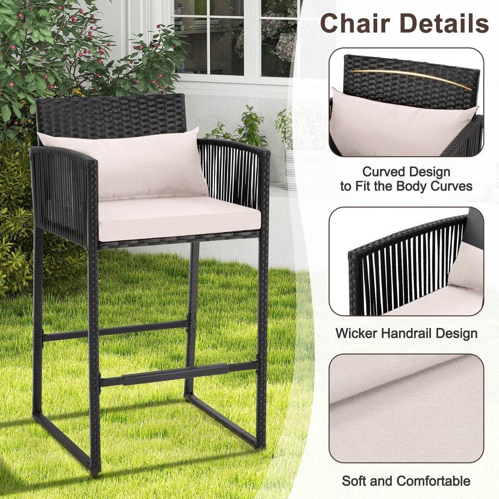 Ensemble de bar de patio en osier AVAWING 3 pièces avec housse de coussin supplémentaire