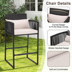 Ensemble de bar de patio en osier AVAWING 3 pièces avec housse de coussin supplémentaire