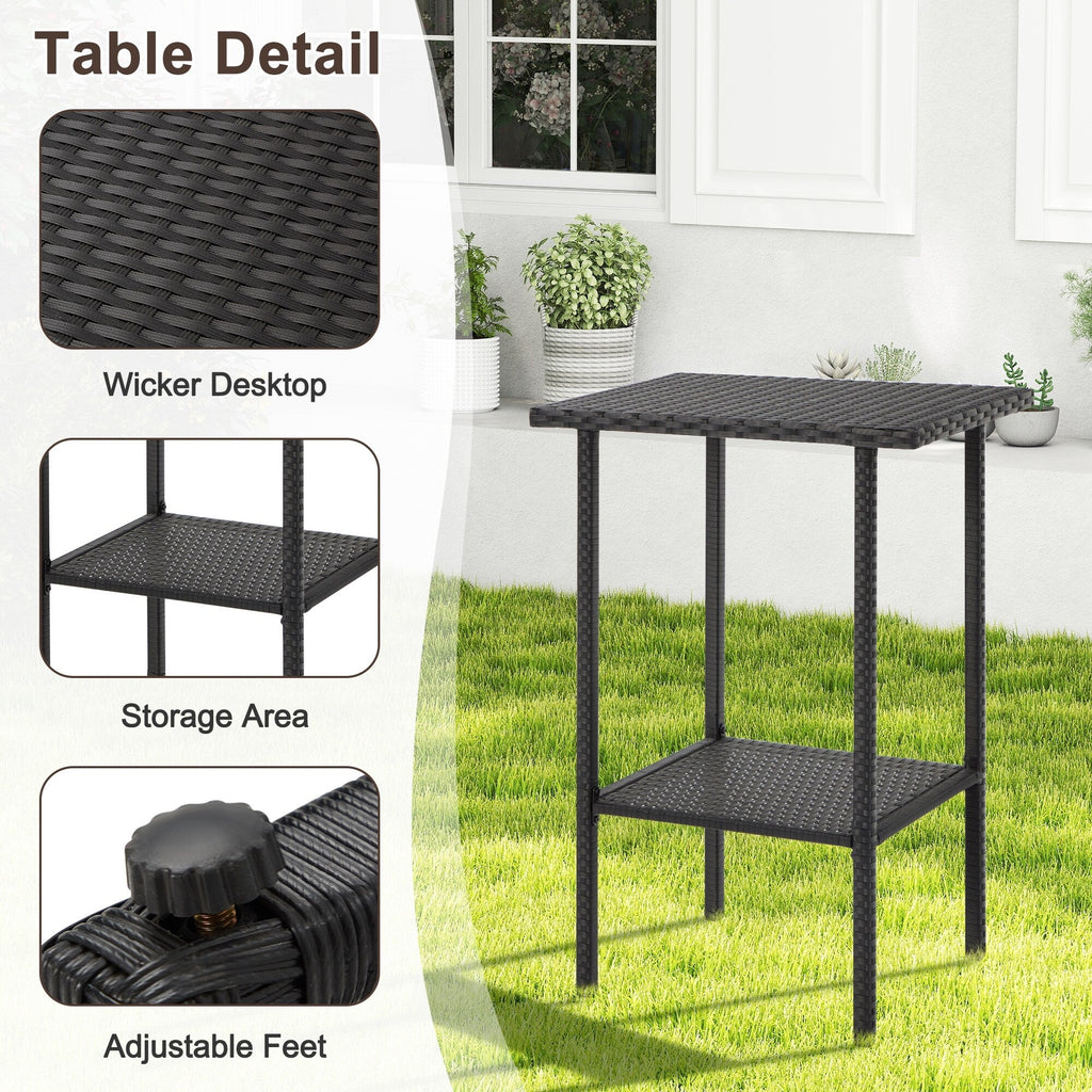 Ensemble de bar de patio en osier AVAWING 3 pièces avec housse de coussin supplémentaire