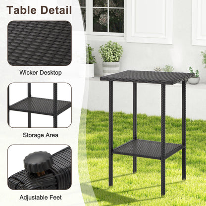 Ensemble de bar de patio en osier AVAWING 3 pièces avec housse de coussin supplémentaire