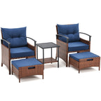 Ensemble de meubles de patio AVAWING 5 pièces en osier avec table basse et pouf