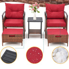 Ensemble de meubles de patio AVAWING 5 pièces en osier avec table basse et pouf