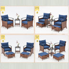 Ensemble de meubles de patio AVAWING 5 pièces en osier avec table basse et pouf