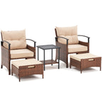 Ensemble de meubles de patio AVAWING 5 pièces en osier avec table basse et pouf