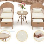 Ensemble de meubles de patio AVAWING 5 pièces, chaises d'extérieur en rotin, ensemble de conversation bistro en osier
