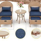 Ensemble de meubles de patio AVAWING 5 pièces, chaises d'extérieur en rotin, ensemble de conversation bistro en osier