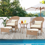 Ensemble de meubles de patio AVAWING 5 pièces, chaises d'extérieur en rotin, ensemble de conversation bistro en osier