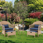 Ensemble de meubles de patio AVAWING 5 pièces, chaises d'extérieur en rotin, ensemble de conversation bistro en osier