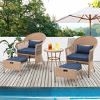 Ensemble de meubles de patio AVAWING 5 pièces, chaises d'extérieur en rotin, ensemble de conversation bistro en osier