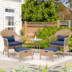 Ensemble de meubles de patio AVAWING 5 pièces, chaises d'extérieur en rotin, ensemble de conversation bistro en osier