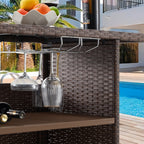 Ensemble de bar de patio AVAWING 5 pièces en rotin avec coussin amovible