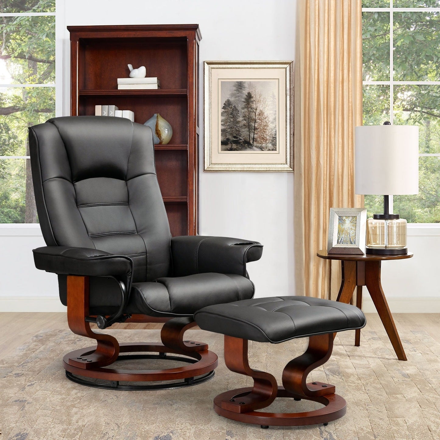 Fauteuil inclinable AVAWING avec ottoman pivotant