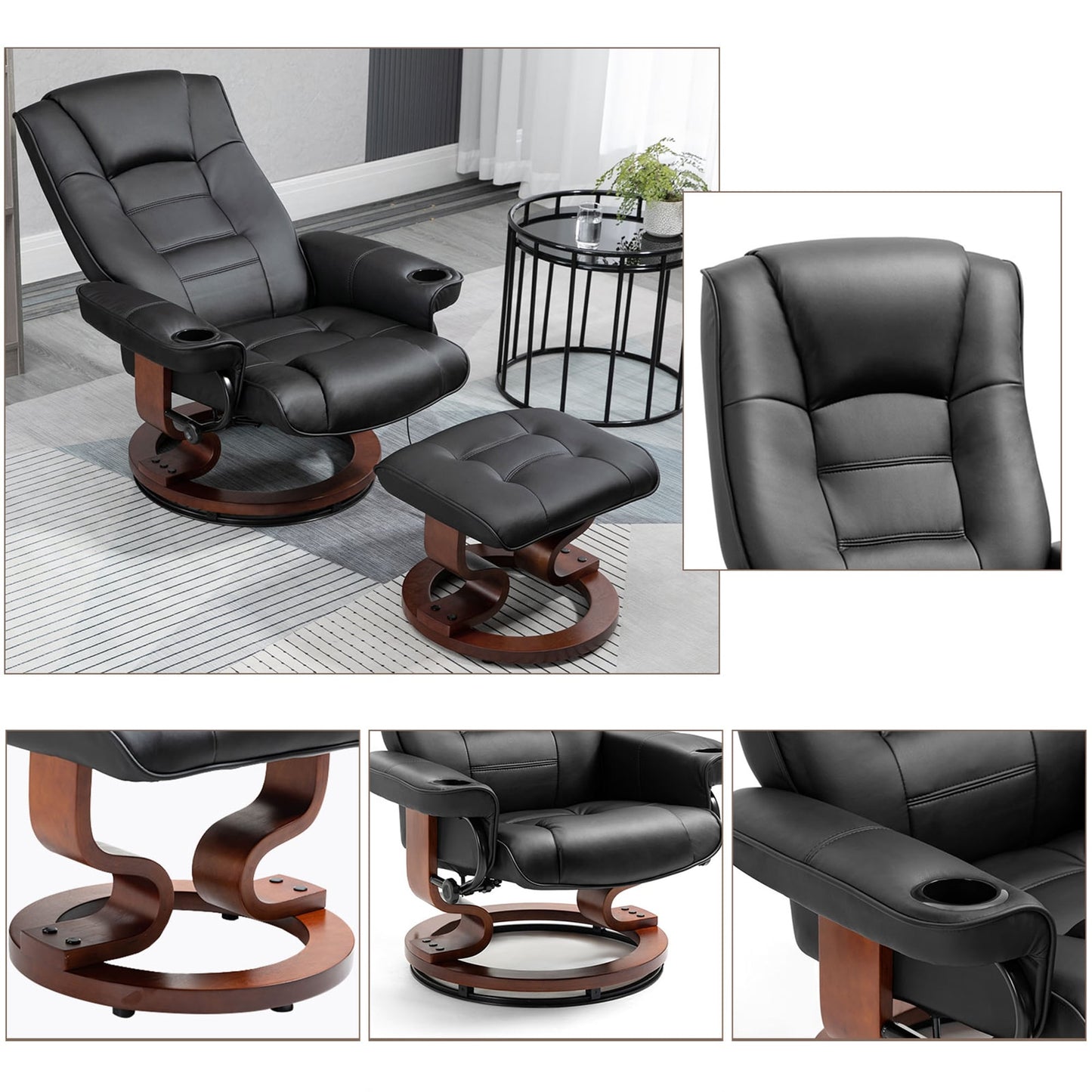 Fauteuil inclinable AVAWING avec ottoman pivotant