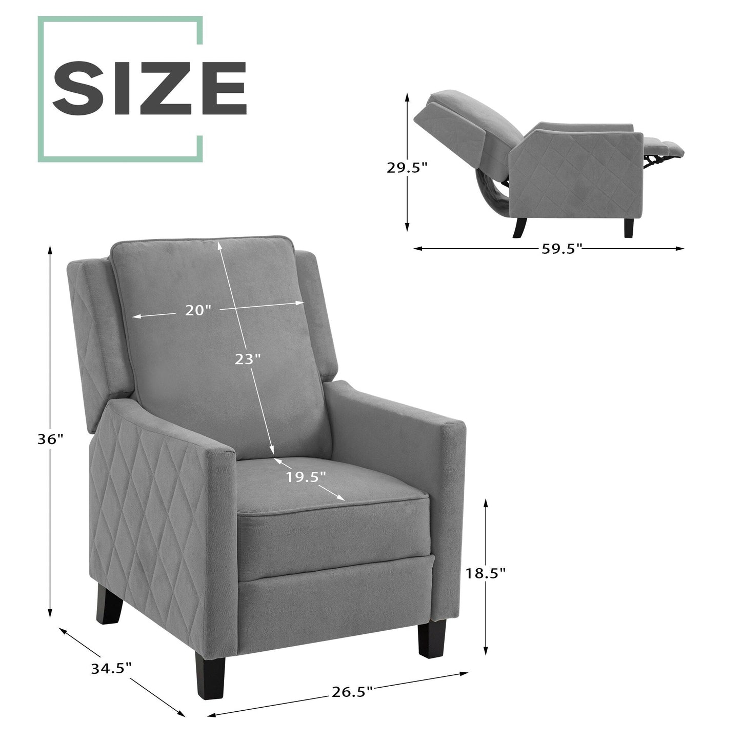 AVAWING Lot de 2 fauteuils inclinables à dossier relevable Fauteuil à oreilles en lin