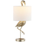 Lampe de table Aaliyah 25 pouces en résine champagne doré avec abat-jour en lin blanc - 25H