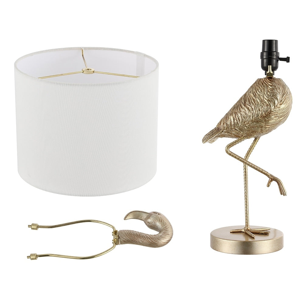 Lampe de table Aaliyah 25 pouces en résine champagne doré avec abat-jour en lin blanc - 25H