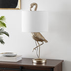 Lampe de table Aaliyah 25 pouces en résine champagne doré avec abat-jour en lin blanc - 25H