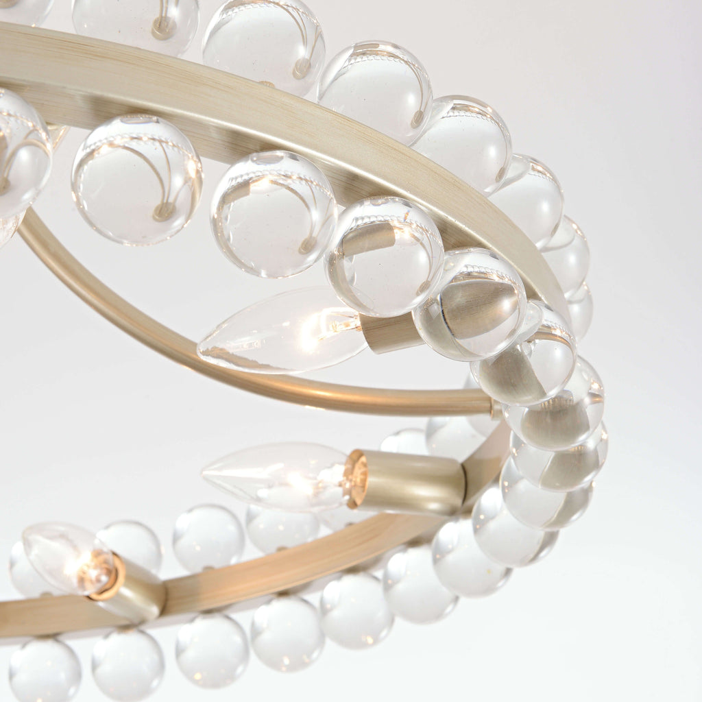Plafonnier semi-encastré Elvira à 8 lumières en cristal, forme roue de chariot