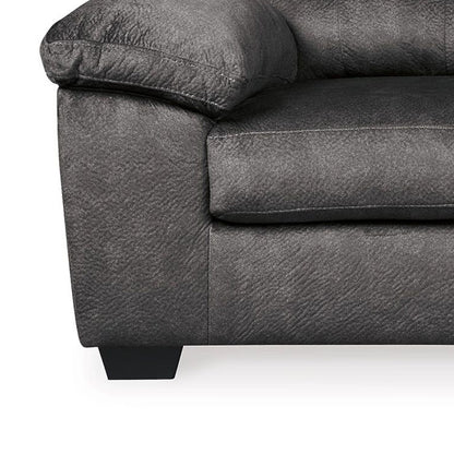 Canapé Acai, coussins capitonnés, accoudoirs coussinés, polyester gris, 94 pouces