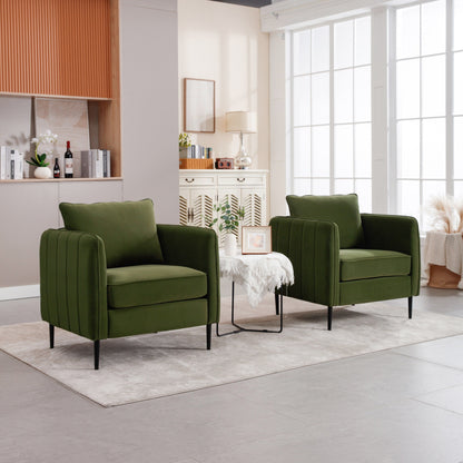 Fauteuil d'appoint pour salon, canapé simple confortable en velours, fauteuil moderne du milieu du siècle avec 1 coussin et pieds en métal