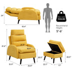 HOMYKA Accent Lounge Chair with Adjustable Backrest Storage Ottoman