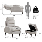 HOMYKA Accent Lounge Chair with Adjustable Backrest Storage Ottoman