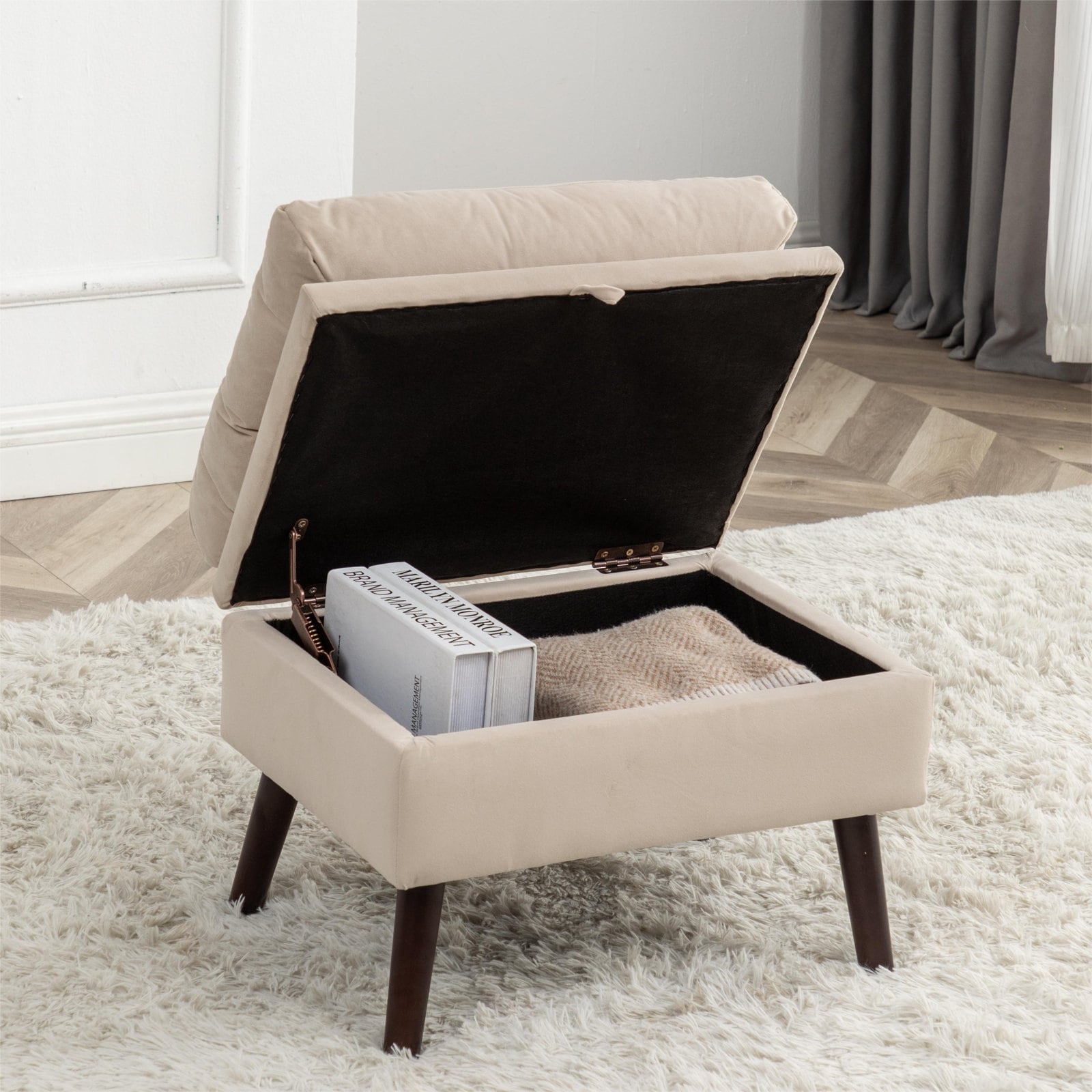 HOMYKA Accent Lounge Chair with Adjustable Backrest Storage Ottoman