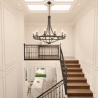 Lustre Fidenza à 12 lumières, style Empire, style ferme moderne, avec roue de chariot et UL - D40'' * H135''