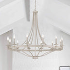 Lustre Fidenza à 12 lumières, style Empire, style ferme moderne, avec roue de chariot et UL - D40'' * H135''
