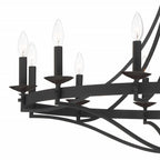 Lustre Fidenza à 12 lumières, style Empire, style ferme moderne, avec roue de chariot et UL - D40'' * H135''