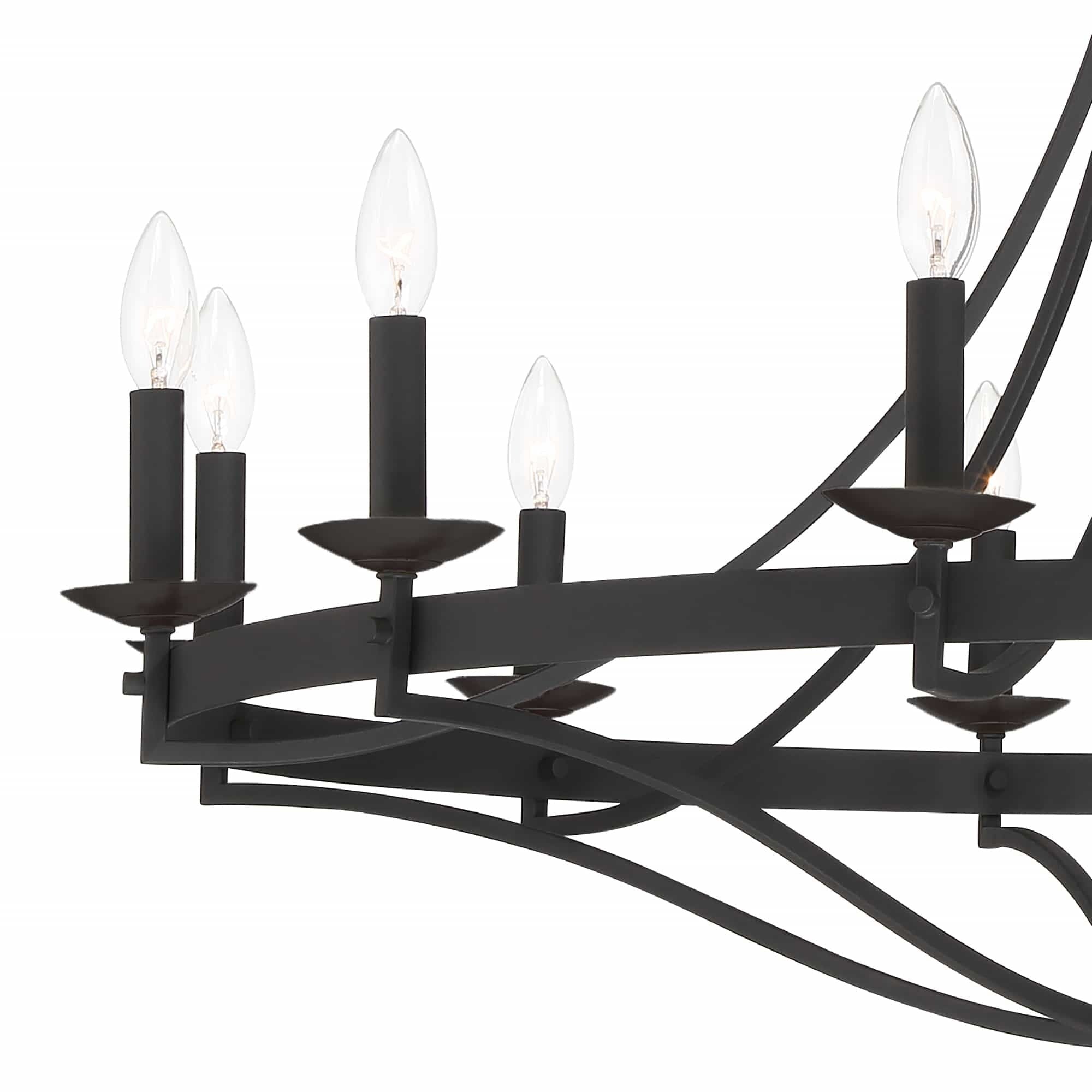 Lustre Fidenza à 12 lumières, style Empire, style ferme moderne, avec roue de chariot et UL - D40'' * H135''
